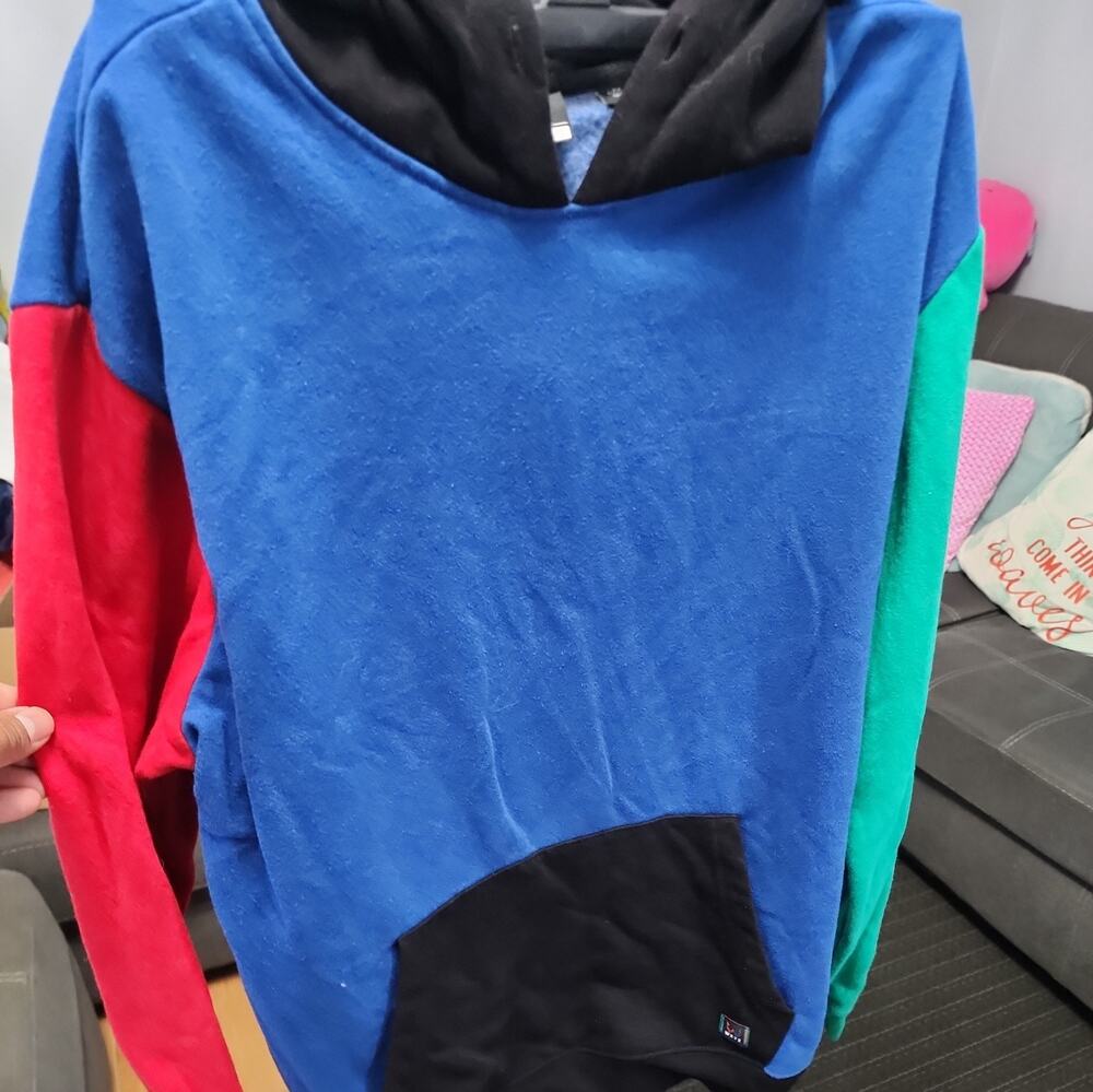 WXYZ Men's Pull Over Hoodie Sweatshirt Color Block Primary Colors Size M NWT